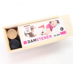 Tout Pour le Jeu 40 Pions en bois pour jeu de dames 3.5 cm moulurés dans coffret bois