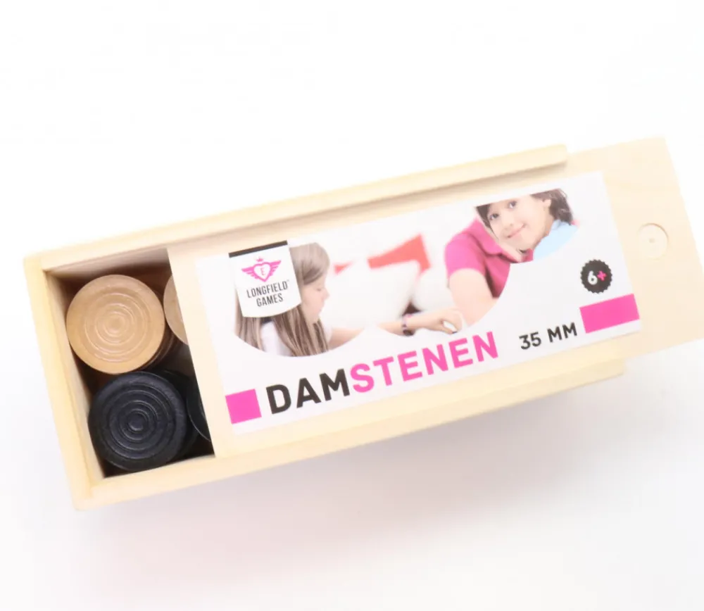Tout Pour le Jeu 40 Pions en bois pour jeu de dames 3.5 cm moulurés dans coffret bois