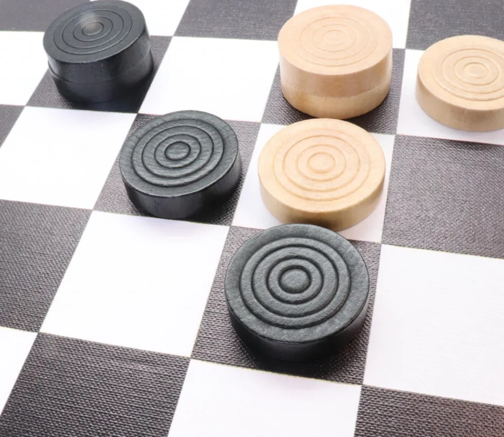 Tout Pour le Jeu 40 Pions en bois pour jeu de dames 3.5 cm moulurés dans coffret bois