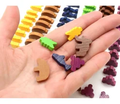 Tout Pour le Jeu 96 pions en bois préhistoire animaux et nourriture à l'âge de pierre