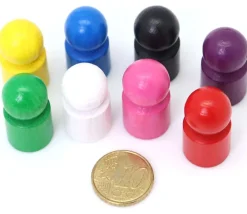 Tout Pour le Jeu 8 pions joueurs droits avec boule en bois 15 x 29 mm