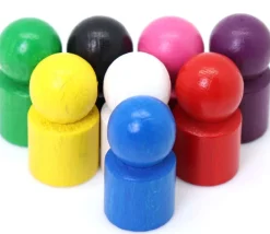 Tout Pour le Jeu 8 pions joueurs droits avec boule en bois 15 x 29 mm