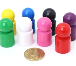 Tout Pour le Jeu 8 pions joueurs droits avec boule en bois 15 x 29 mm