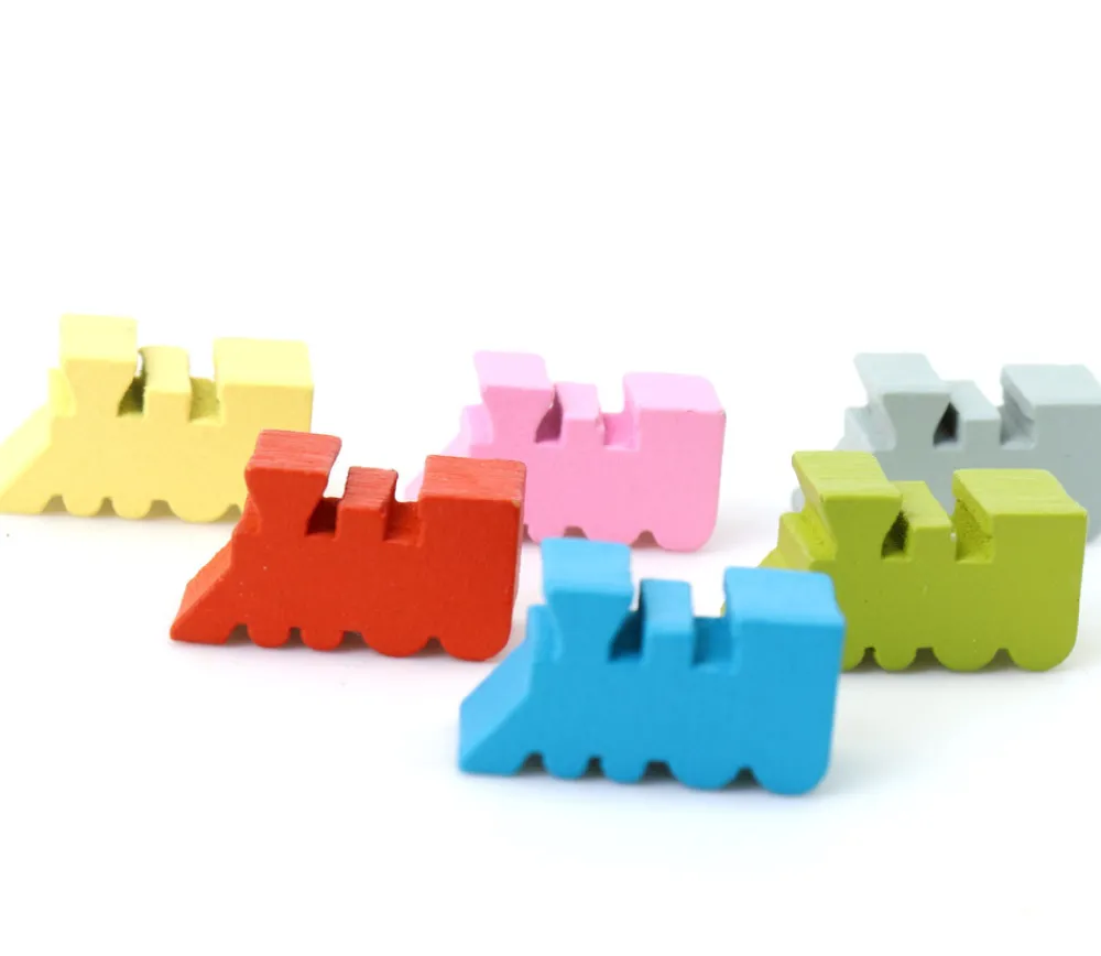 Tout Pour le Jeu 6 pions locomotives train en bois 1.8 x 1 cm