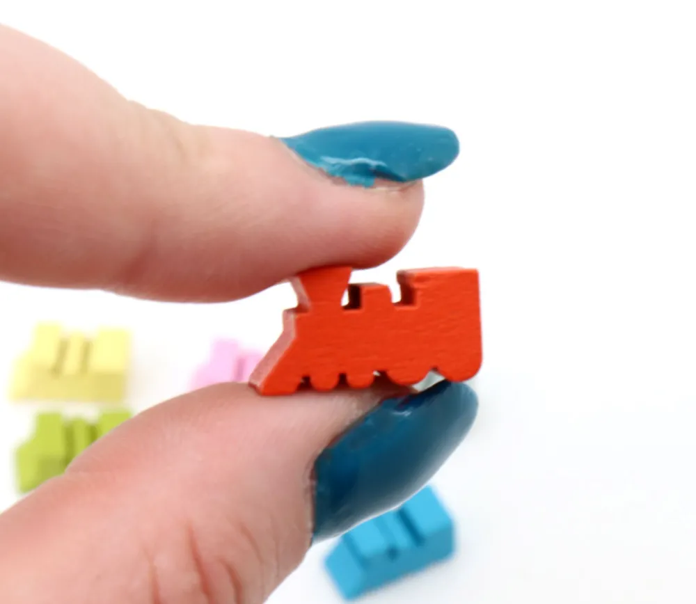 Tout Pour le Jeu 6 pions locomotives train en bois 1.8 x 1 cm