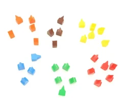 Tout Pour le Jeu 10 Pions maisons toits pointus 20x13x10 mm lot par couleur