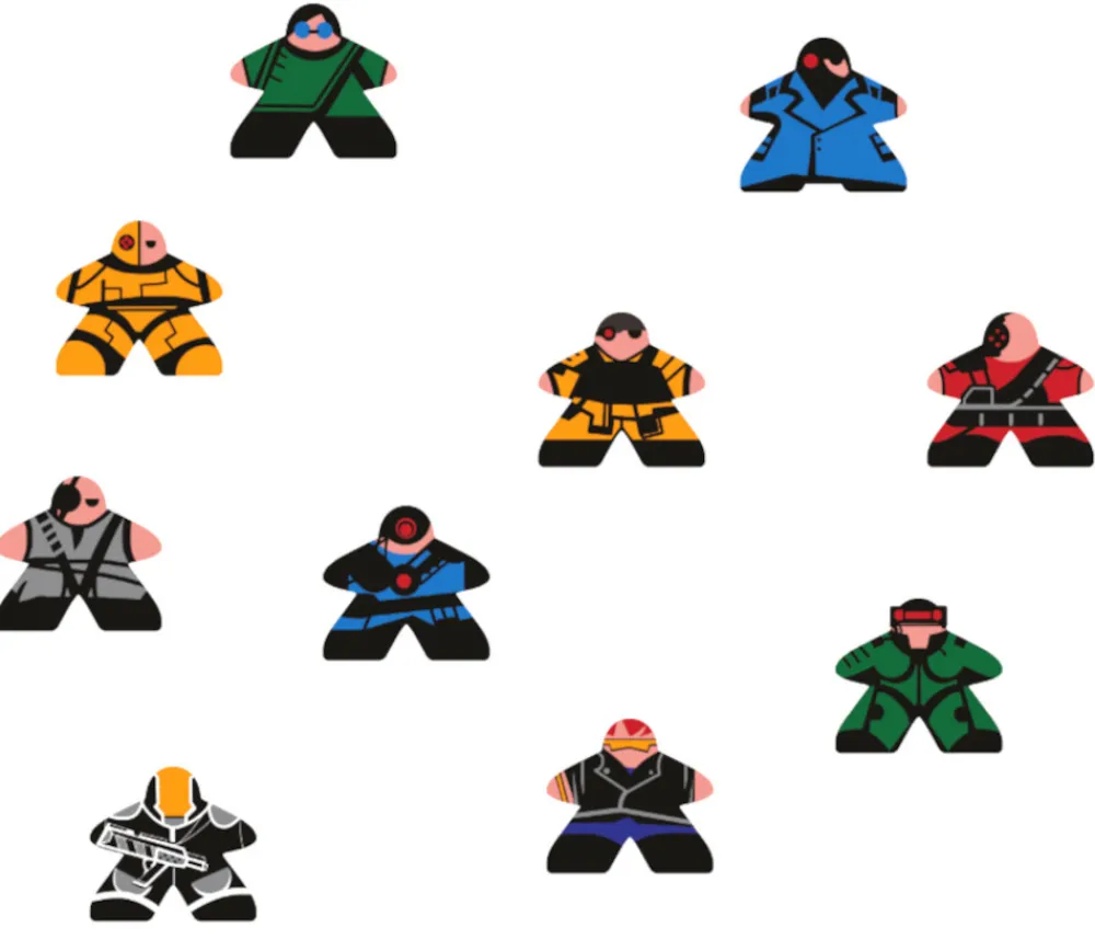 Tout Pour le Jeu 10 Pions meeple personnages Cyberpunk 18 x 20 mm