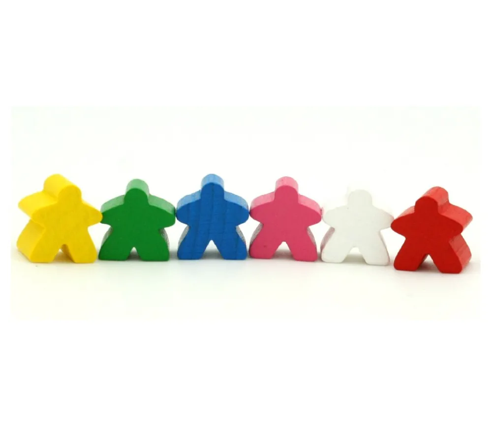 Tout Pour le Jeu 6 Pions meeples carcassone en bois multicolores 16x16x10 mm