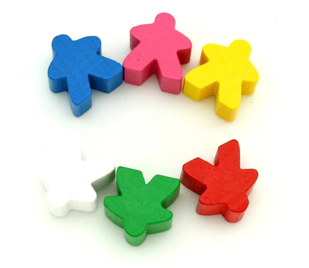 Tout Pour le Jeu 6 Pions meeples carcassone en bois multicolores 16x16x10 mm