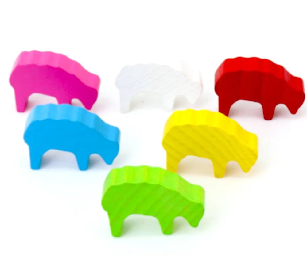 Tout Pour le Jeu 6 Pions moutons colorés multicolores 40x28x10 mm en bois pour jeu de société
