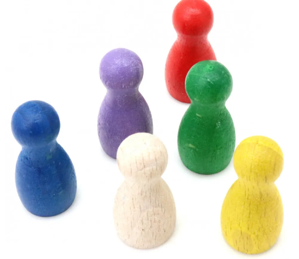 Tout Pour le Jeu 6 Pions Moyens 30 x 15 mm colorés en bois pour jeux