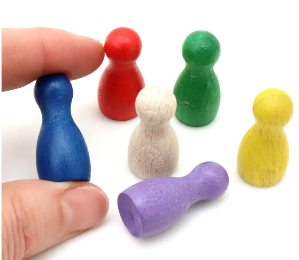 Tout Pour le Jeu 6 Pions Moyens 30 x 15 mm colorés en bois pour jeux