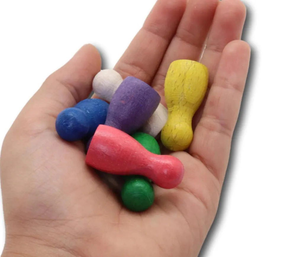 Tout Pour le Jeu 6 Pions Moyens 30 x 15 mm colorés en bois pour jeux