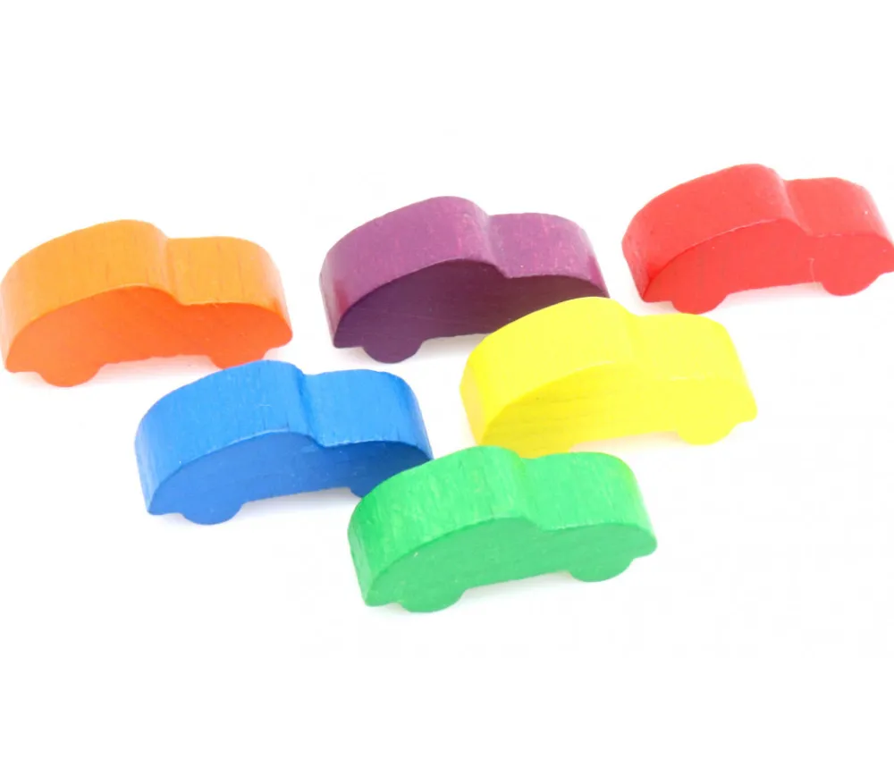 Tout Pour le Jeu 6 Pions multicolores voitures colorées en bois pour jeu 25 x 11 x 8 mm