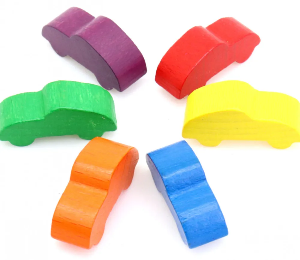 Tout Pour le Jeu 6 Pions multicolores voitures colorées en bois pour jeu 25 x 11 x 8 mm