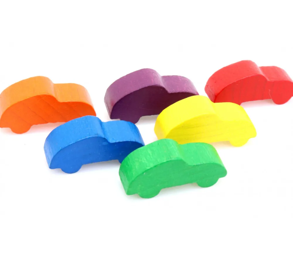 Tout Pour le Jeu 6 Pions multicolores voitures colorées en bois pour jeu 25 x 11 x 8 mm