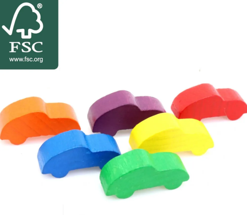Tout Pour le Jeu 6 Pions multicolores voitures colorées en bois pour jeu 25 x 11 x 8 mm