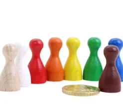 Tout Pour le Jeu 8 Pions multicolores 24x12 mm small en bois lot de 8 couleurs