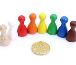 Tout Pour le Jeu 8 Pions multicolores 24x12 mm small en bois lot de 8 couleurs