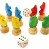 Tout Pour le Jeu 8 pions petits chevaux dada buis 3D et 2 dés