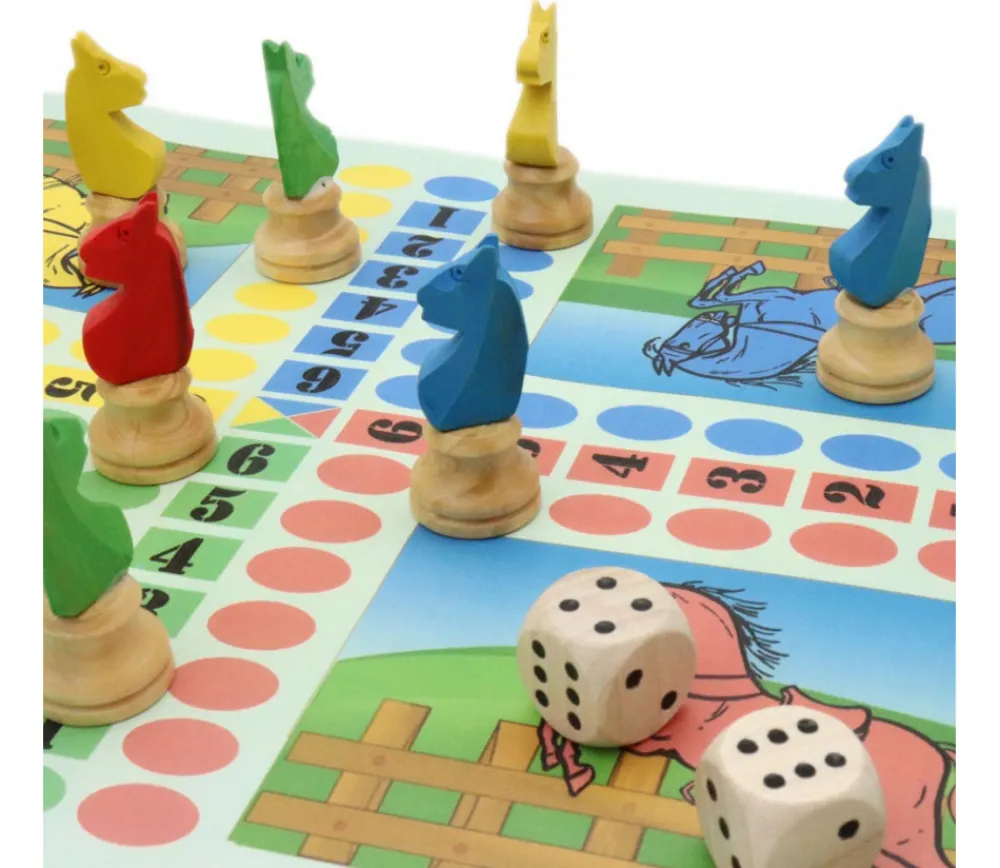 Tout Pour le Jeu 8 pions petits chevaux dada buis 3D et 2 dés