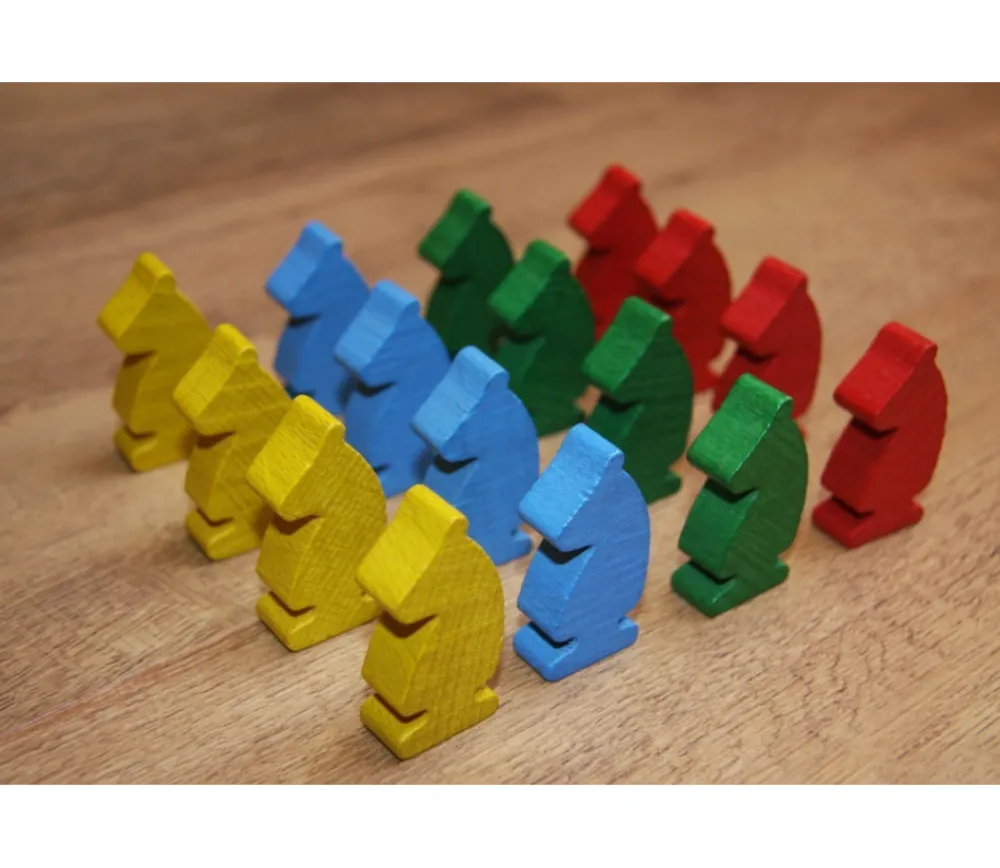 Tout Pour le Jeu 16 pions petits chevaux en bois fabrication française