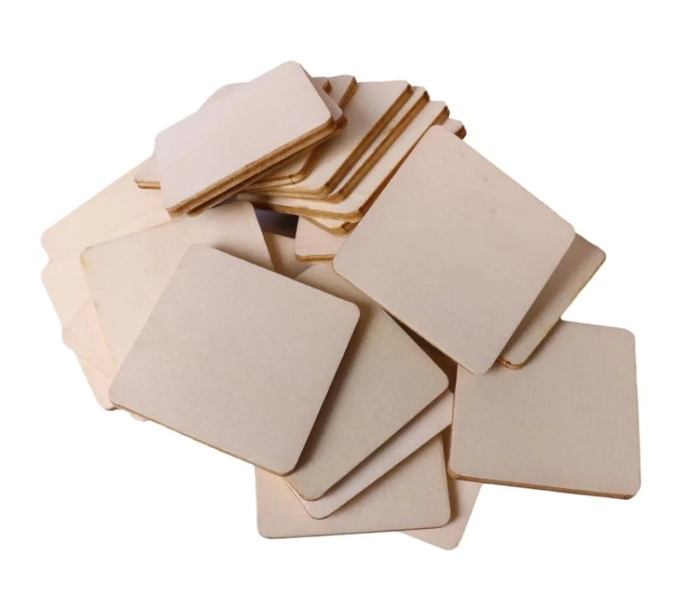 Tout Pour le Jeu 24 plaquettes carrées bois pour mémo à personnaliser 4.2 cm