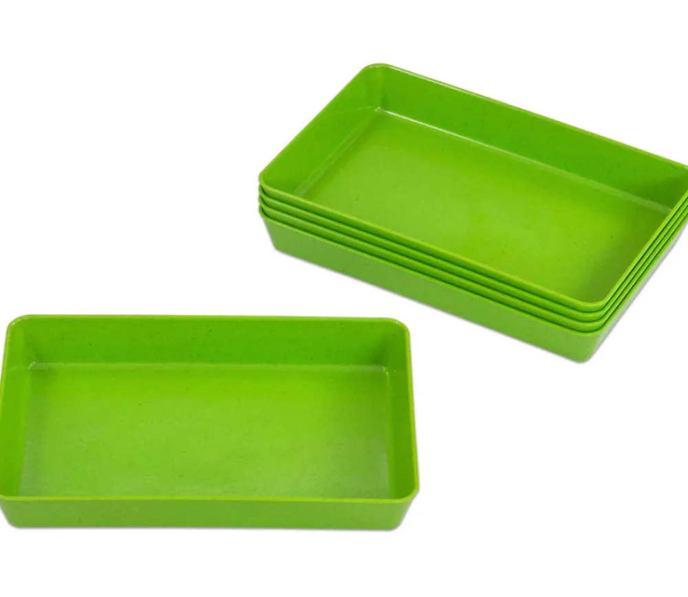 Tout Pour le Jeu 5 plateaux verts Bioplastique barquettes 12 x 18 x 2.5 cm PM