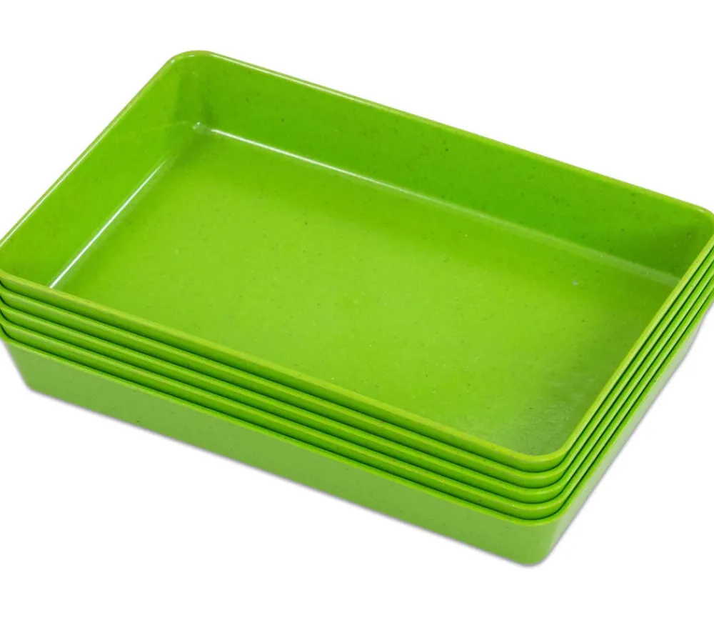 Tout Pour le Jeu 5 plateaux verts Bioplastique barquettes 12 x 18 x 2.5 cm PM
