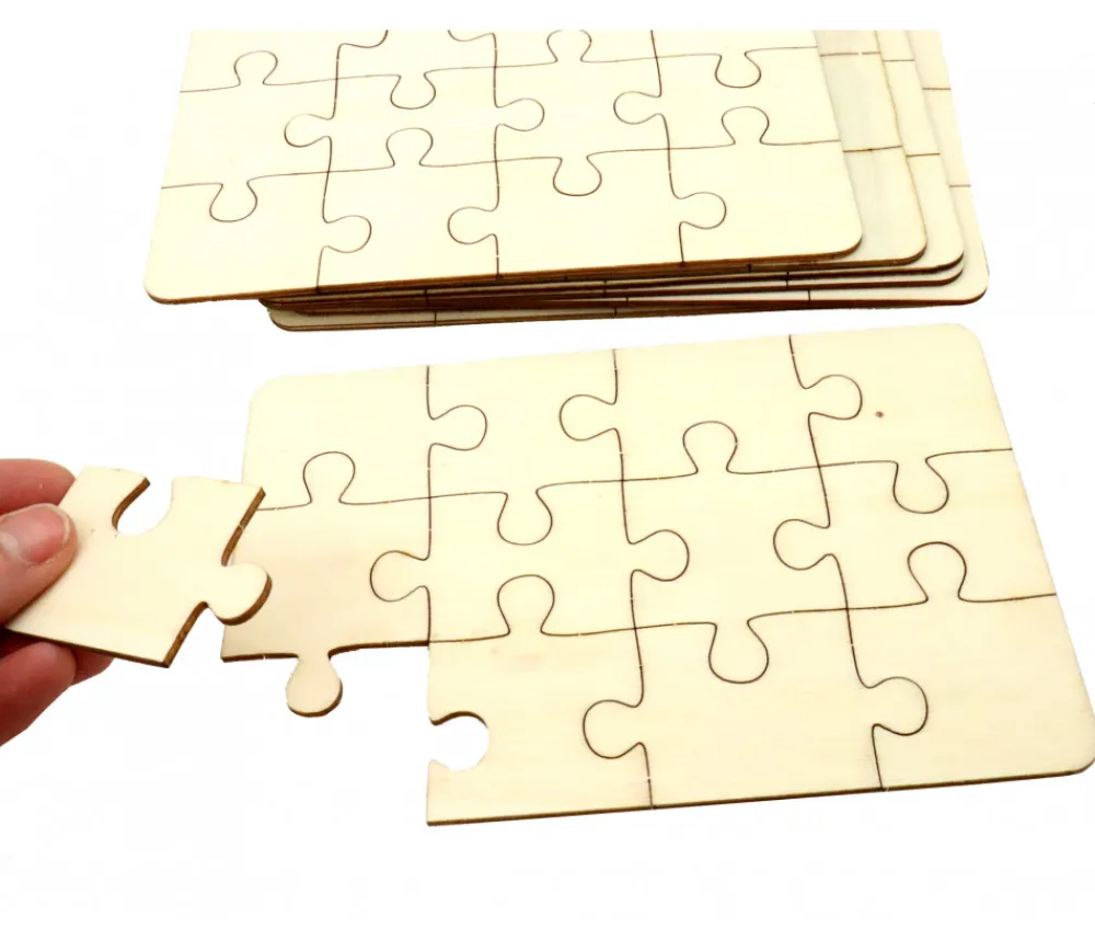 Tout Pour le Jeu 8 Puzzles bois 12 pièces à personnaliser rectangle 18 x 12 cm