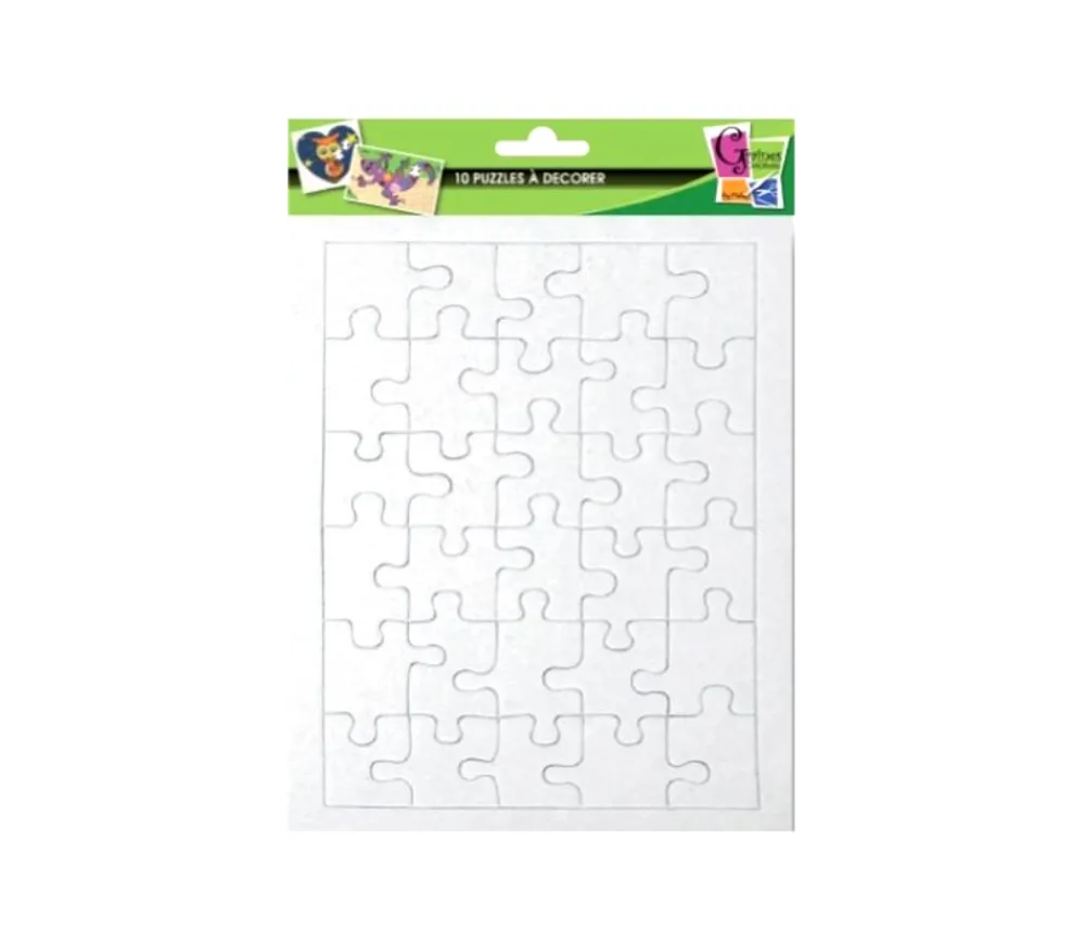 Tout Pour le Jeu 10 Puzzles carton blanc 30 pièces à personnaliser 20 x 13 cm