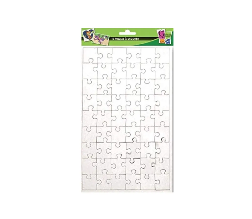 Tout Pour le Jeu 10 Puzzles carton blanc 54 pièces à personnaliser 24 x 16 cm