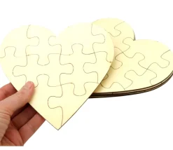 Tout Pour le Jeu 5 Puzzles cœur neutres bois 10 pièces à personnaliser 16 x 16 cm
