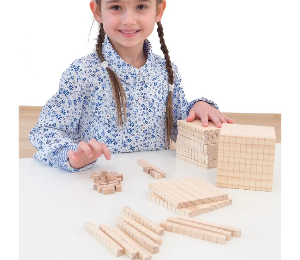Tout Pour le Jeu 100 réglettes 10 x 1 x 1 cm - Barres Dizaines Base 10 bois naturel -