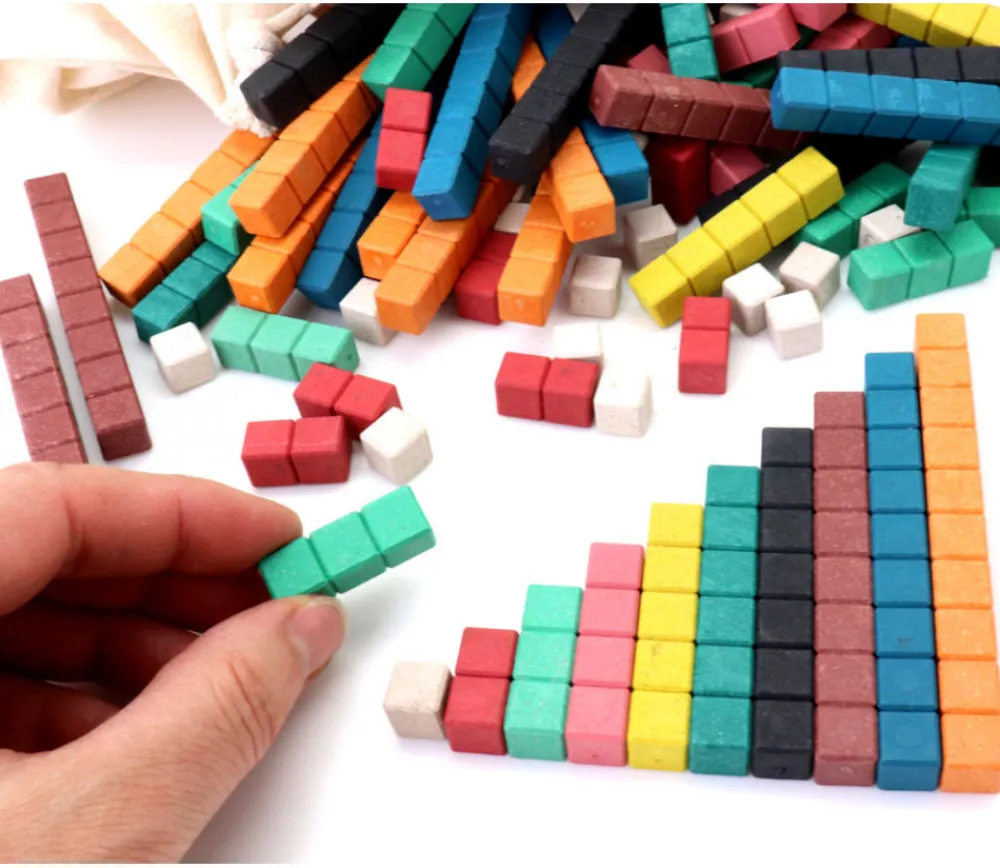 Tout Pour le Jeu 126 réglettes bois cuisenaire avec graduation 1 à 10 - bâtonnets comptage math