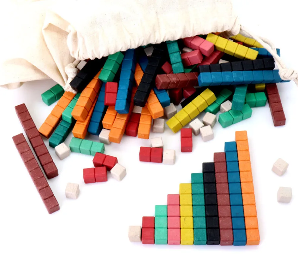 Tout Pour le Jeu 126 réglettes bois cuisenaire avec graduation 1 à 10 - bâtonnets comptage math