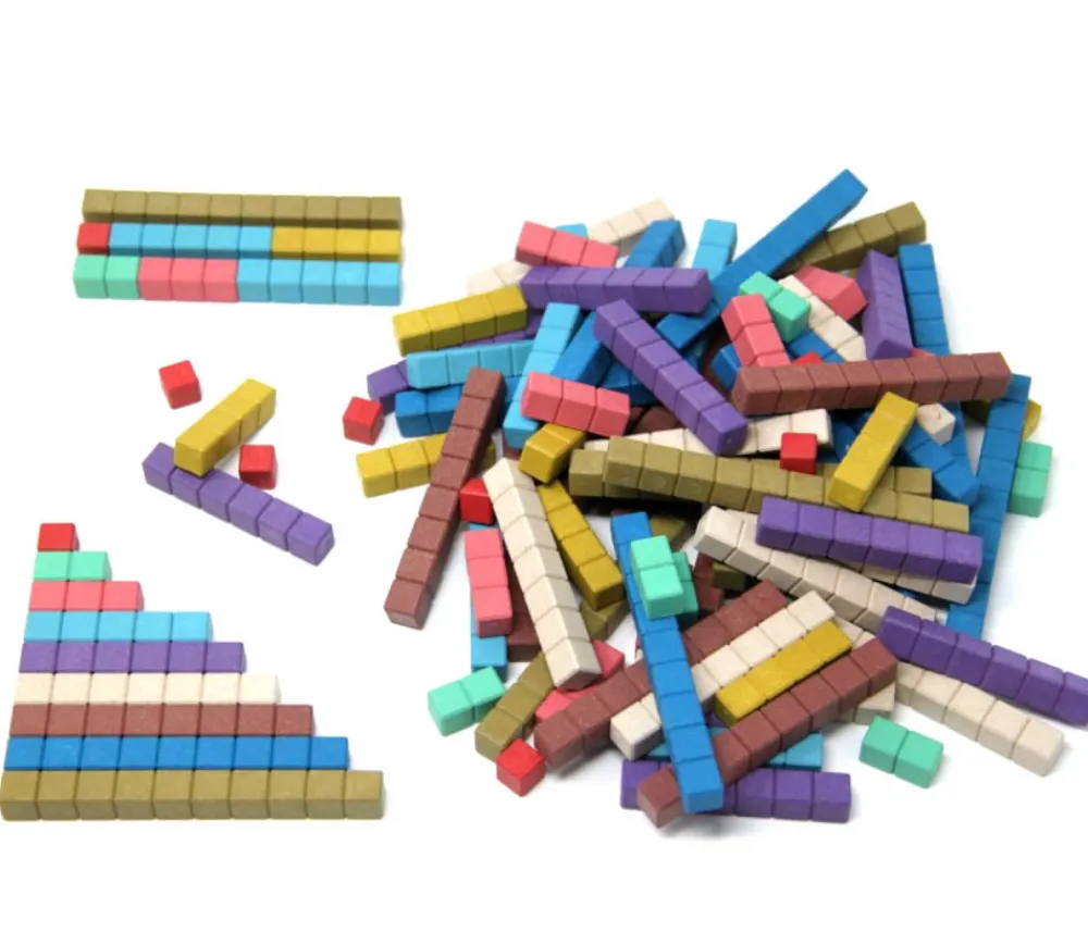 Tout Pour le Jeu 100 réglettes bois Rewood 10 couleurs Montessori 1 à 10 cm avec section unité