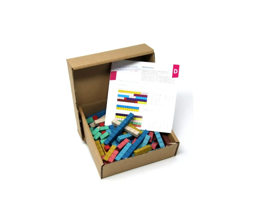 Tout Pour le Jeu 100 réglettes bois Rewood 10 couleurs Montessori 1 à 10 cm avec section unité
