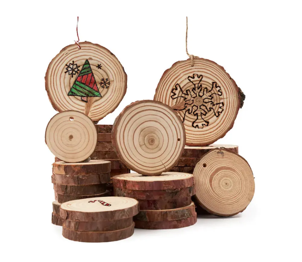 Tout Pour le Jeu 50 Rondelles bois brut avec écorce