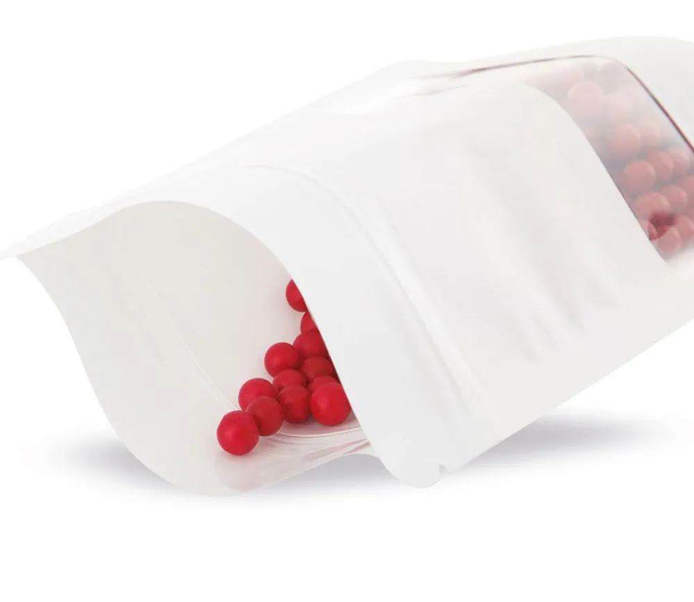 Tout Pour le Jeu 50 sachets kraft blanc zips 85 x 140 mm refermables avec fenêtre