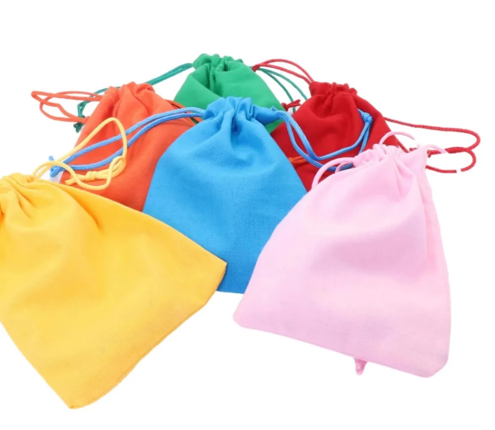 Tout Pour le Jeu 6 sacs colorés en coton 14 x 10 cm taille S