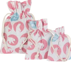 Tout Pour le Jeu 3 Sacs en coton décor ours polaire avec cordon