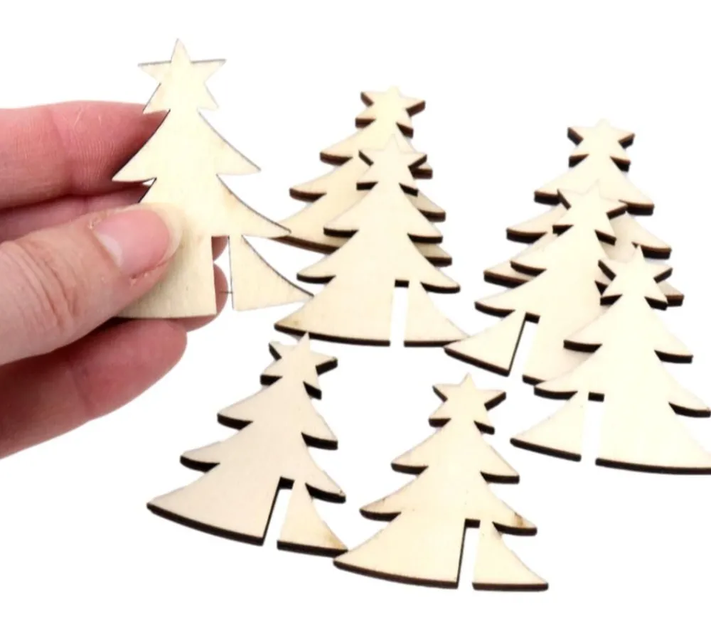 Tout Pour le Jeu 10 sapins en bois 5 cm avec encoche (marqueurs de verre)
