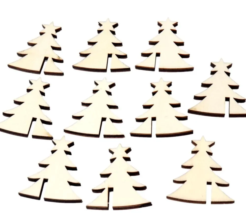 Tout Pour le Jeu 10 sapins en bois 5 cm avec encoche (marqueurs de verre)
