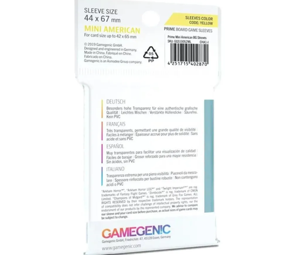 Tout Pour le Jeu 50 sleeves pour cartes 42 x 65 mm mini américain pochette sleeves