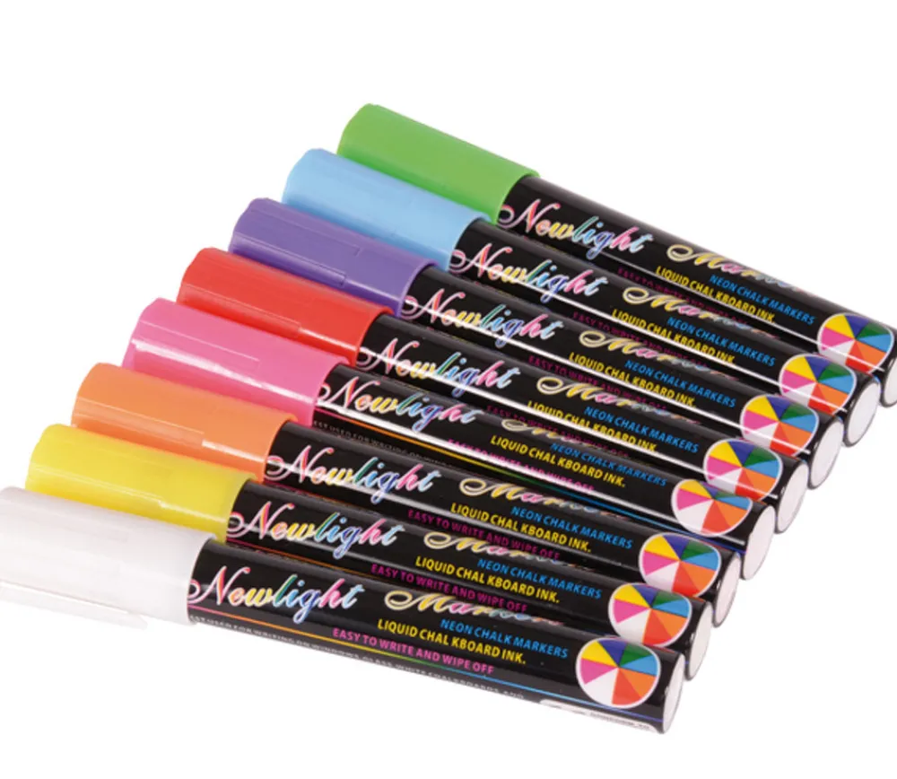 Enfant Tout Pour le Jeu 8 stylos à craie liquide couleurs vives pour tableau, ardoise, vitres