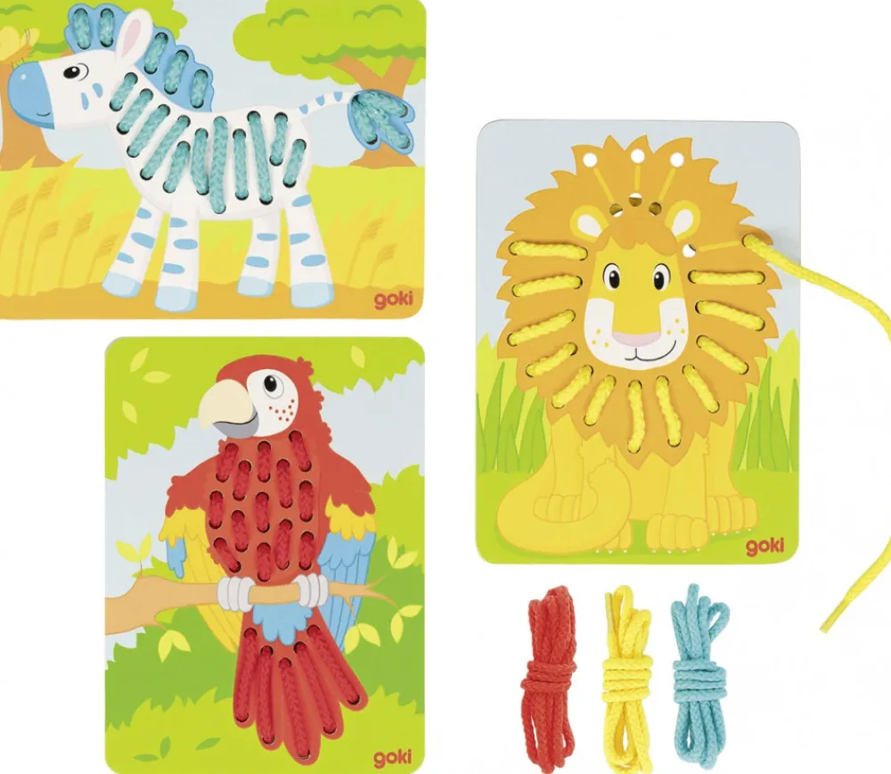Tout Pour le Jeu 3 tableaux jeux de laçage bois animaux