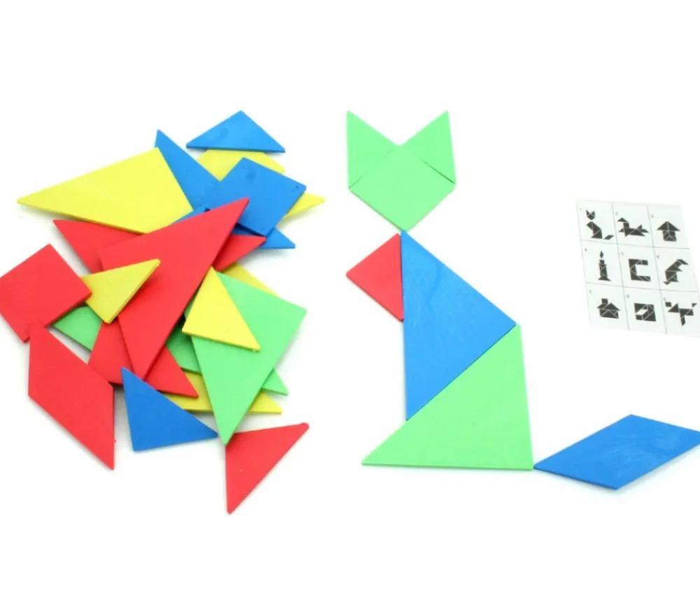 Tout Pour le Jeu 4 tangrams en re-plastique coloré 9.8 x 9.8 cm