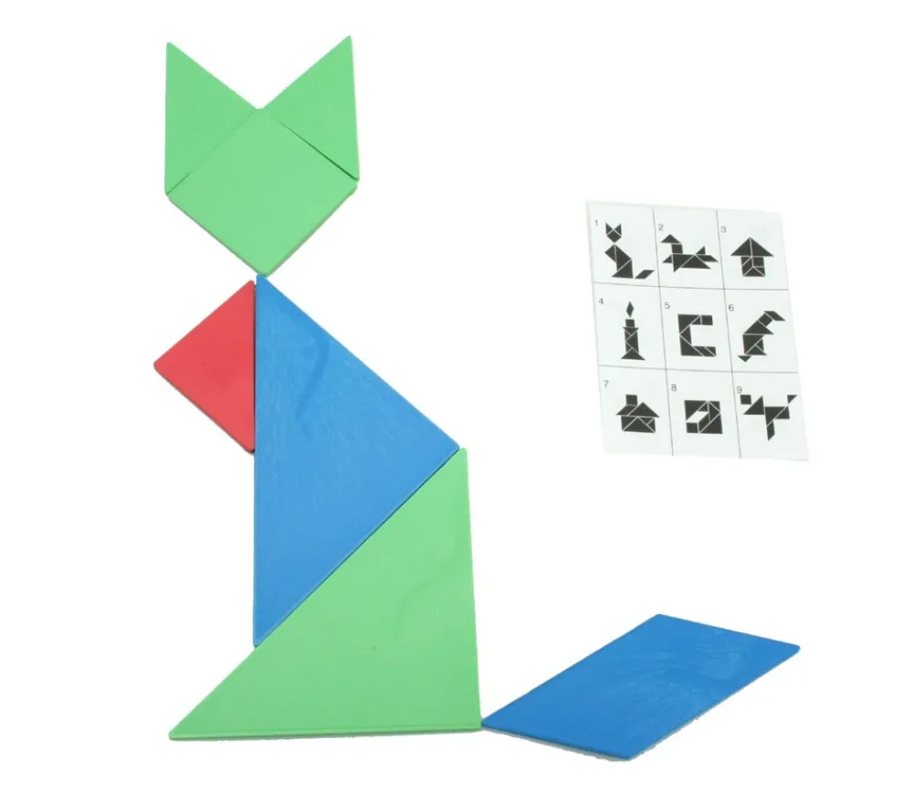 Tout Pour le Jeu 4 tangrams en re-plastique coloré 9.8 x 9.8 cm