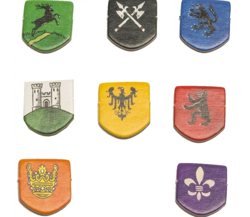 Tout Pour le Jeu 8 Tuiles blasons chevaliers - écussons 15 x 18 mm